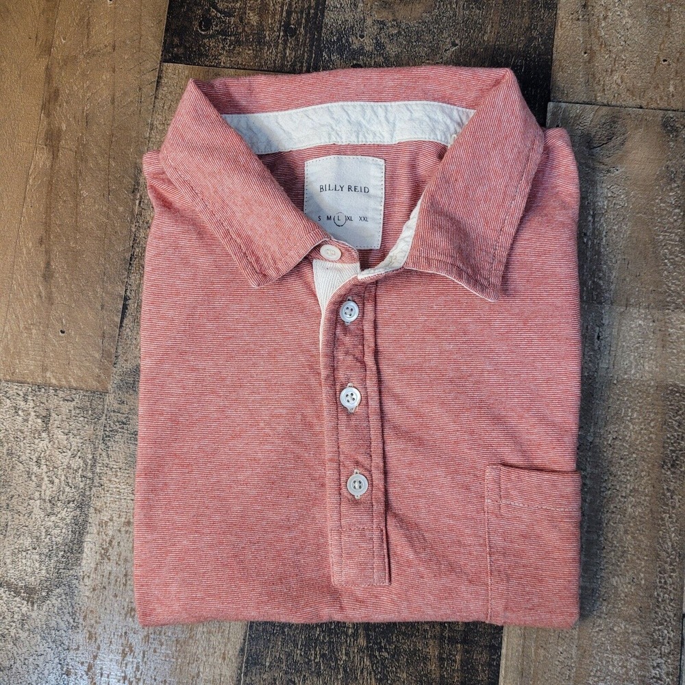 Billy Reid Polo Shirt Mens Large Red Short Sleeve Pocket Adult Casual Wear
